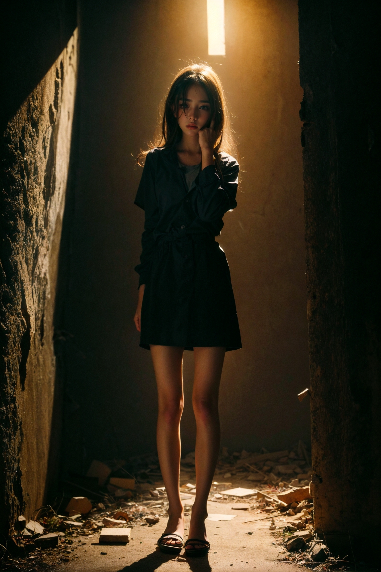 606247209521969626-77336903-portrait of 1girl by Bill Henson,depressed,tears,streaming tears,ruins,shadows,dramatic lighting,sunset,(full body_1.5),_contemp.jpg
